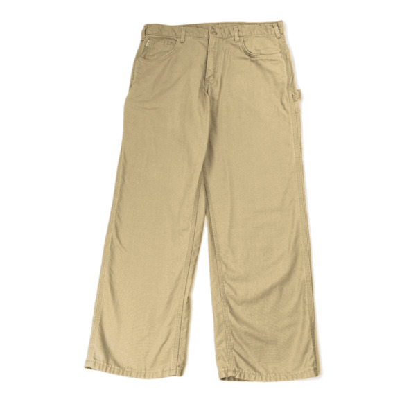 Carhartt Pants Adult 35x30 Beige Tan Loose Fit FR Carpenter Canvas Workwear Mens - Picture 1 of 9
